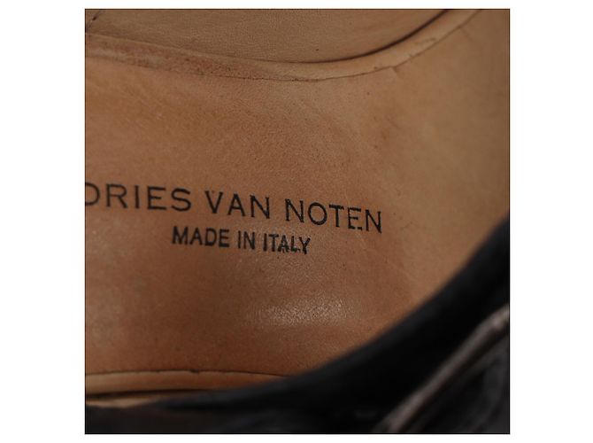 Saltos bloco com tira e fivela Dries Van Noten em couro preto - vista 8