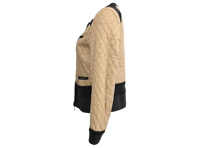 Casaco acolchoado com fecho Moncler com múltiplos bolsos em poliamida bege Preto - vista 2