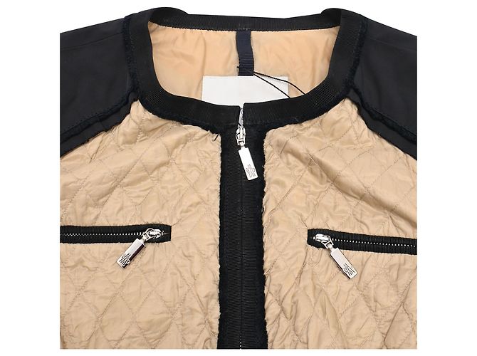Casaco acolchoado com fecho Moncler com múltiplos bolsos em poliamida bege Preto - vista 5