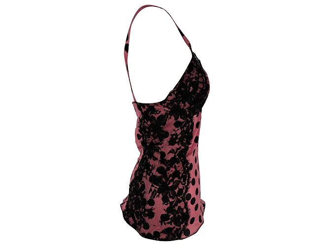 Dolce & Gabbana Blusa D&G de bolinhas com acabamento em renda em seda rosa Marrom - vista 2