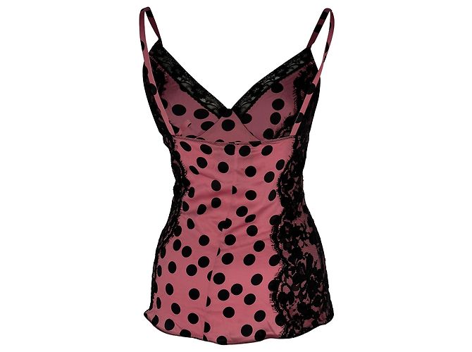 Dolce & Gabbana Blusa D&G de bolinhas com acabamento em renda em seda rosa Marrom - vista 3