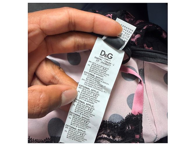 Dolce & Gabbana Blusa D&G de bolinhas com acabamento em renda em seda rosa Marrom - vista 8