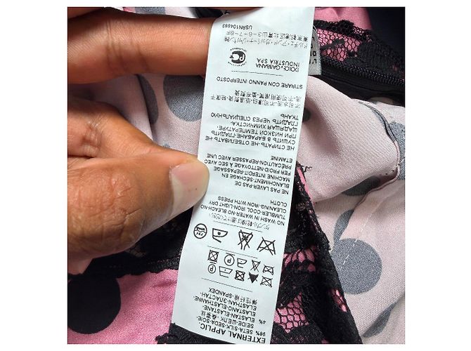 Dolce & Gabbana Blusa D&G de bolinhas com acabamento em renda em seda rosa Marrom - vista 9