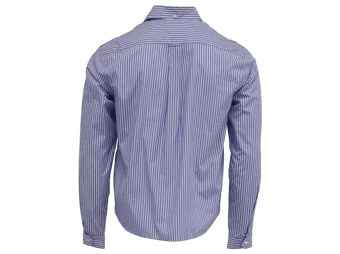 Camicia Prada a righe con stampa scimmia in cotone blu - vista 4