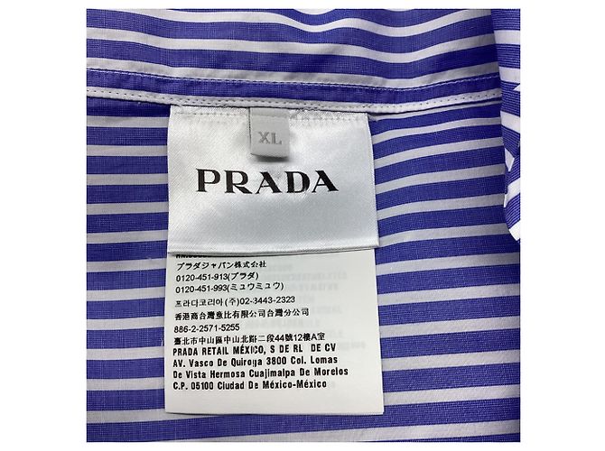Camicia Prada a righe con stampa scimmia in cotone blu - vista 6