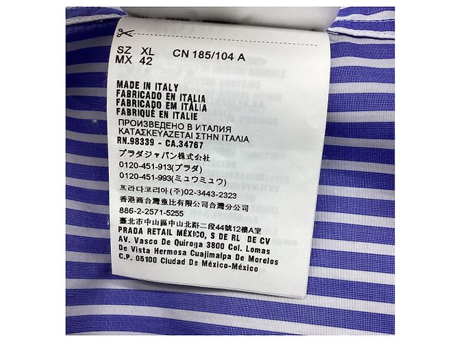 Camicia Prada a righe con stampa scimmia in cotone blu - vista 7