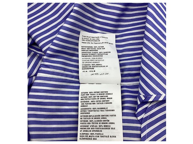 Camicia Prada a righe con stampa scimmia in cotone blu - vista 8