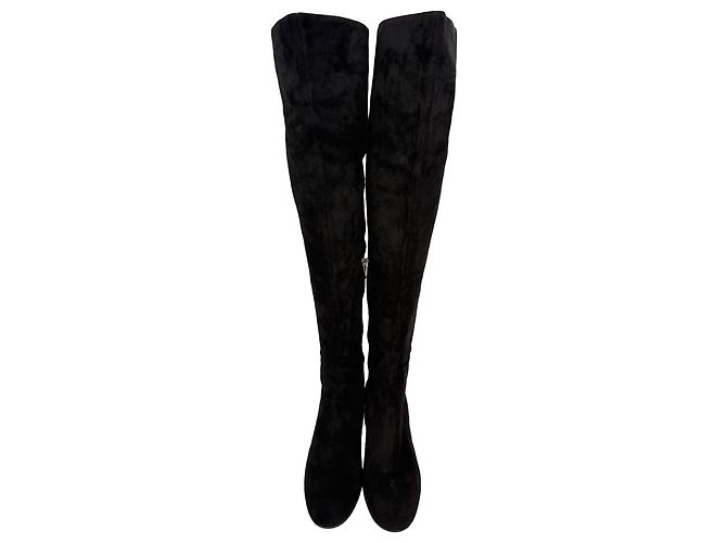 Botas altas de puntera almendrada Gianvito Rossi en ante negro - vista 3