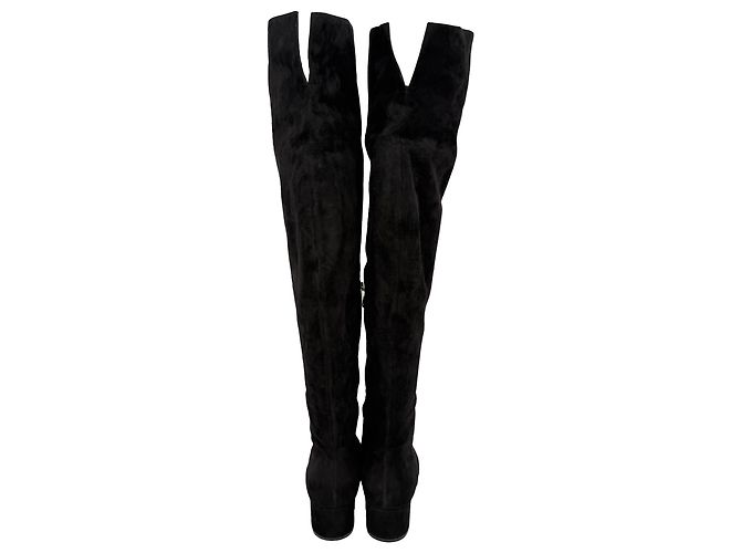 Botas altas de puntera almendrada Gianvito Rossi en ante negro - vista 4