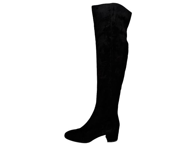 Botas altas de puntera almendrada Gianvito Rossi en ante negro - vista 5