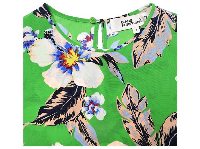 Abito maxi floreale Diane Von Furstenberg in seta multicolore Verde - vista 5