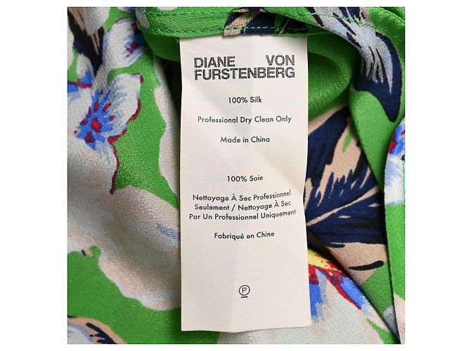 Abito maxi floreale Diane Von Furstenberg in seta multicolore Verde - vista 6