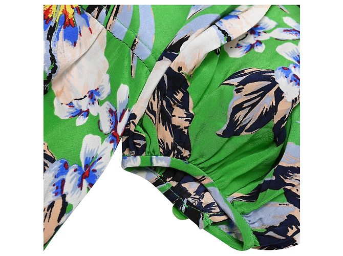 Abito maxi floreale Diane Von Furstenberg in seta multicolore Verde - vista 9