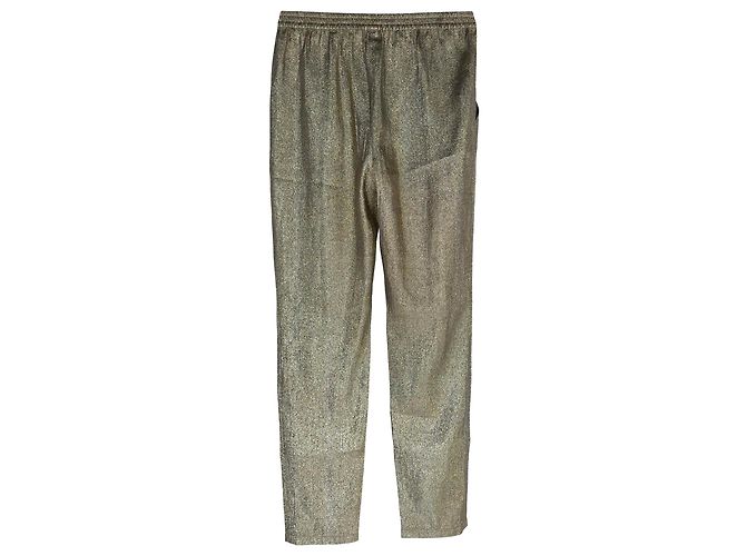 Stella Mc Cartney Stella Mccartney glitzernde Hose mit elastischem Bund aus goldener Seide - Ansicht 2