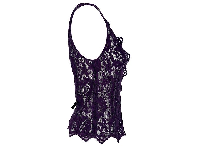 Top de renda sem mangas com decote em V Dolce & Gabbana em viscose violeta Roxo - vista 2