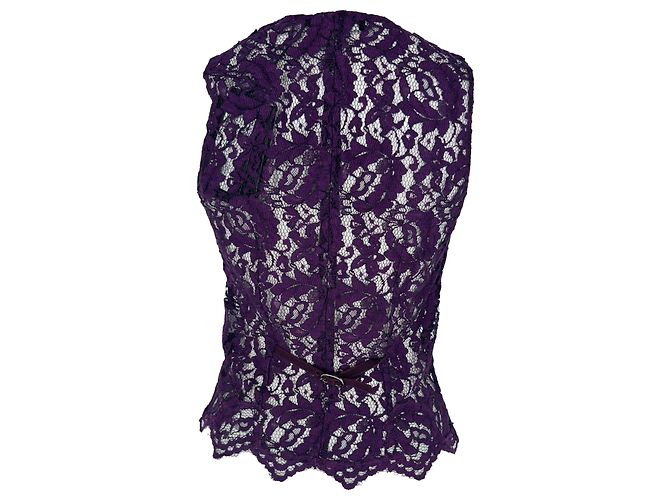 Top de renda sem mangas com decote em V Dolce & Gabbana em viscose violeta Roxo - vista 3