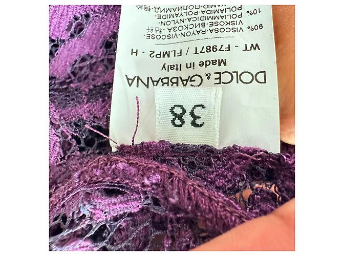 Top de renda sem mangas com decote em V Dolce & Gabbana em viscose violeta Roxo - vista 5