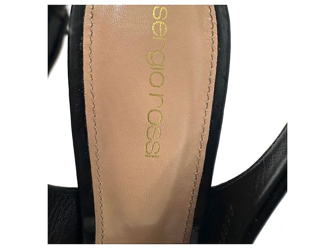 Sapatos slingback peep-toe Sergio Rossi em couro preto - vista 11