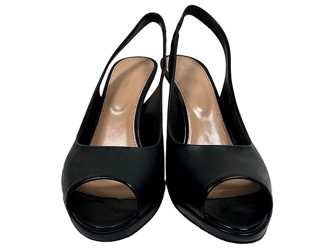 Sapatos slingback peep-toe Sergio Rossi em couro preto - vista 2