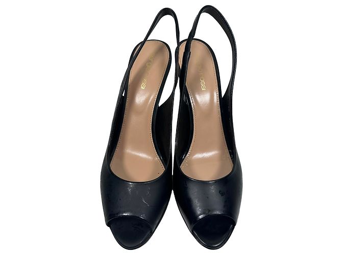 Sapatos slingback peep-toe Sergio Rossi em couro preto - vista 3