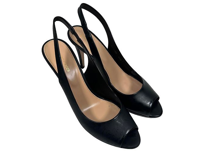 Sapatos slingback peep-toe Sergio Rossi em couro preto - vista 5