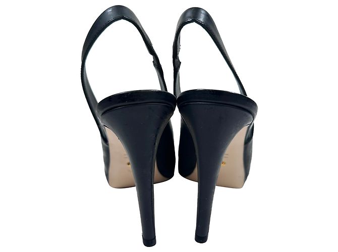 Sapatos slingback peep-toe Sergio Rossi em couro preto - vista 6