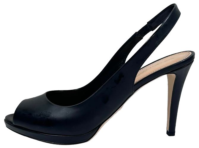 Sapatos slingback peep-toe Sergio Rossi em couro preto - vista 7
