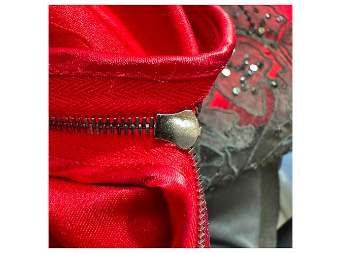 Abito con dettagli in pizzo Dolce & Gabbana in poliammide nero e rosso - vista 10