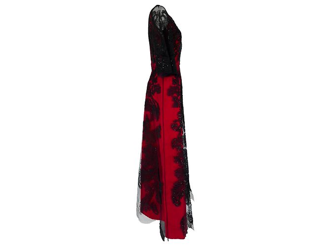 Abito con dettagli in pizzo Dolce & Gabbana in poliammide nero e rosso - vista 2