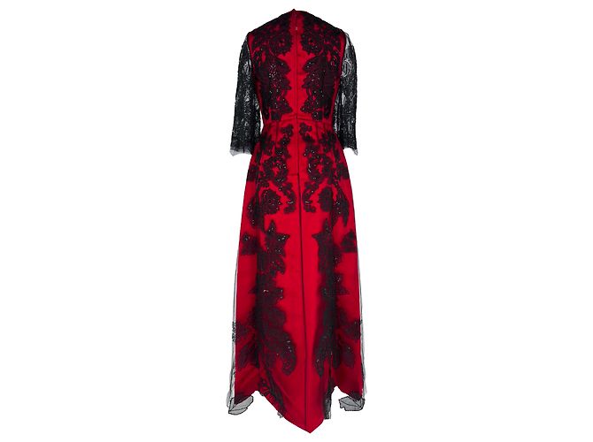 Abito con dettagli in pizzo Dolce & Gabbana in poliammide nero e rosso - vista 3