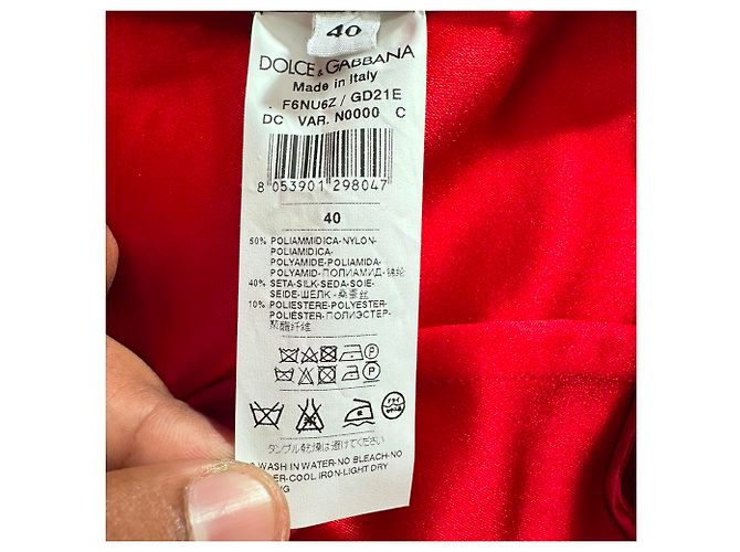 Abito con dettagli in pizzo Dolce & Gabbana in poliammide nero e rosso - vista 6