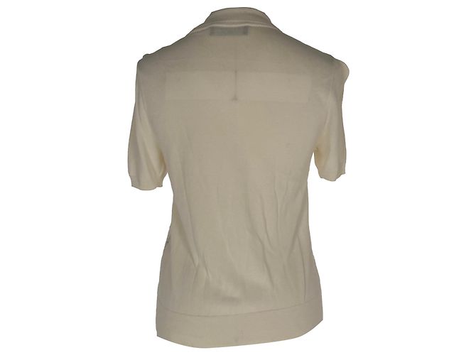 Top de manga corta de punto de encaje Dolce & Gabbana en algodón blanco - vista 3