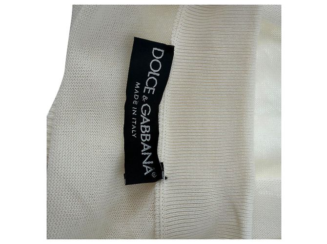 Top de manga corta de punto de encaje Dolce & Gabbana en algodón blanco - vista 4
