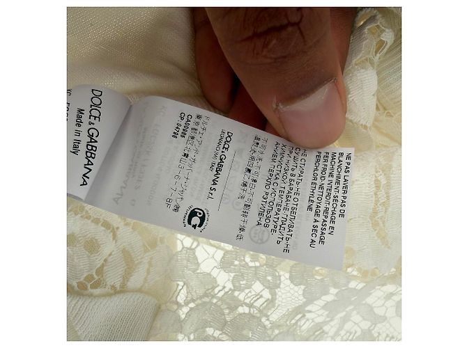 Top de manga corta de punto de encaje Dolce & Gabbana en algodón blanco - vista 6
