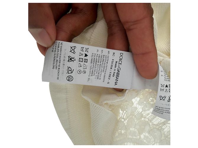 Top de manga corta de punto de encaje Dolce & Gabbana en algodón blanco - vista 7
