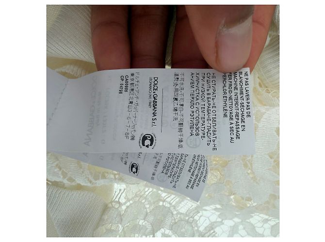 Top de manga corta de punto de encaje Dolce & Gabbana en algodón blanco - vista 8