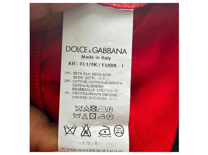 Dolce & Gabbana Kurzarm-Stricktop mit Glyzinien-Print aus roter Seide - Ansicht 5