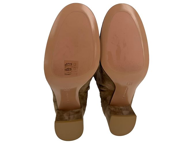Botas altas de punta almendrada Gianvito Rossi en ante marrón Castaño - vista 11