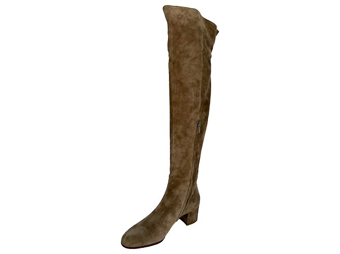 Botas altas de punta almendrada Gianvito Rossi en ante marrón Castaño - vista 13