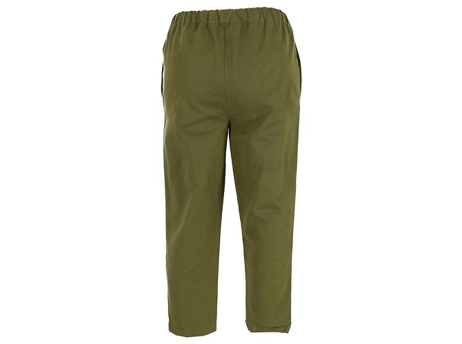 Pantalones cropped Marni con cintura elástica en algodón olive Verde Verde oliva - vista 3