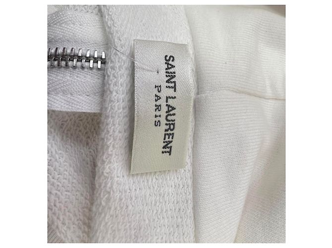 Sudadera corta con cremallera Saint Laurent en algodón blanco Crudo - vista 11