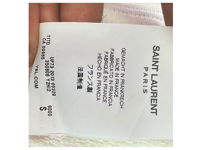 Sudadera corta con cremallera Saint Laurent en algodón blanco Crudo - vista 12