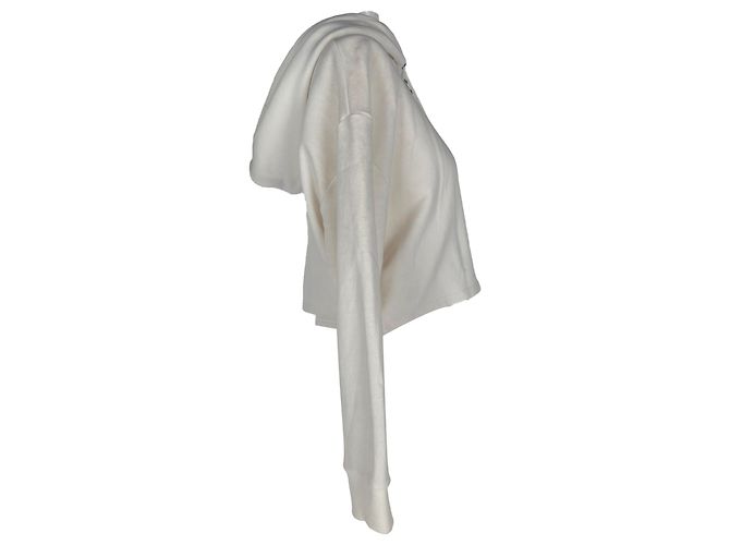 Sudadera corta con cremallera Saint Laurent en algodón blanco Crudo - vista 2