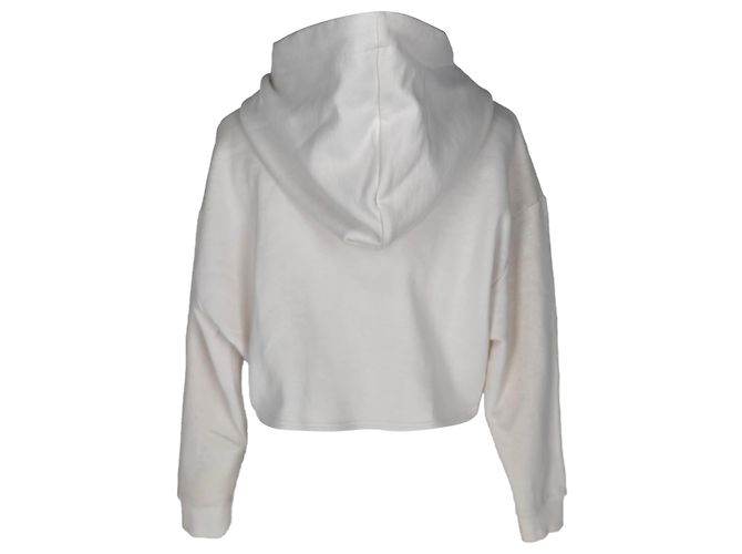 Sudadera corta con cremallera Saint Laurent en algodón blanco Crudo - vista 3