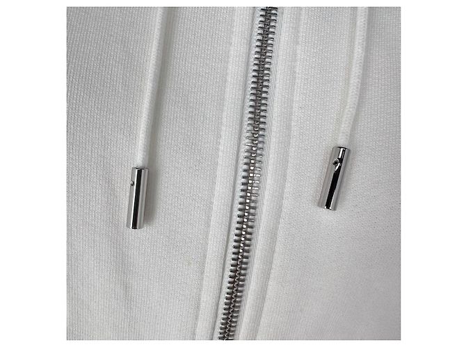 Sudadera corta con cremallera Saint Laurent en algodón blanco Crudo - vista 6