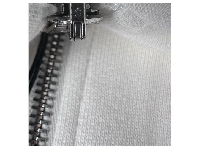 Sudadera corta con cremallera Saint Laurent en algodón blanco Crudo - vista 9