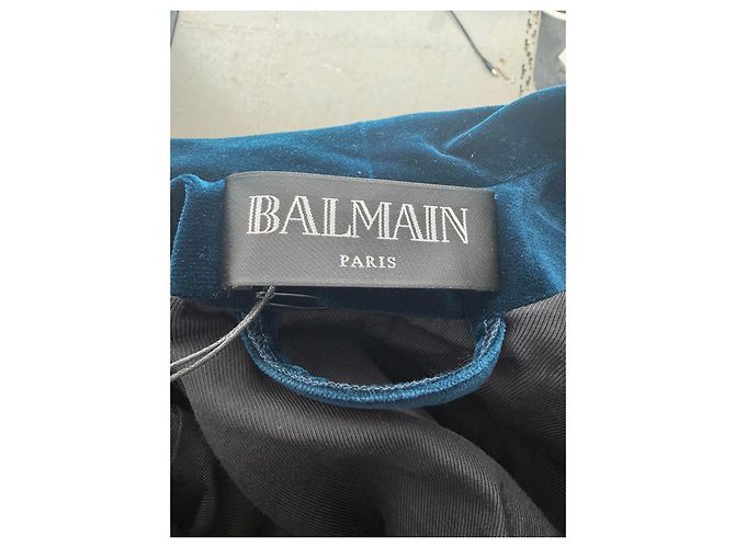 Balmain Gürtler-Blazer aus dunkelblauem Samt Marineblau - Ansicht 11