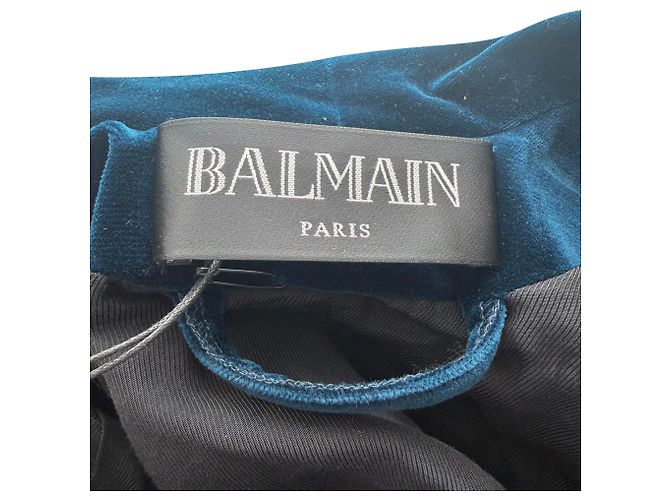 Balmain Gürtler-Blazer aus dunkelblauem Samt Marineblau - Ansicht 12