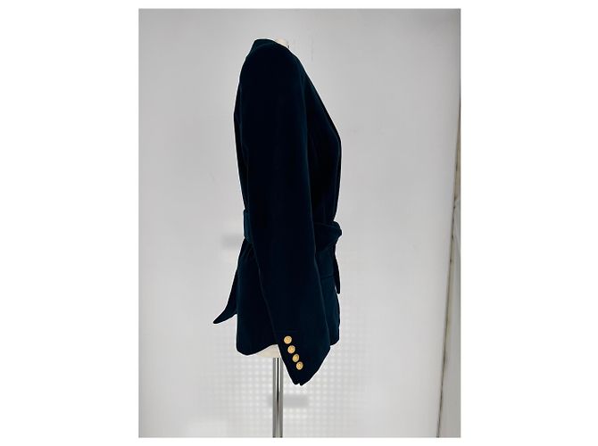 Balmain Gürtler-Blazer aus dunkelblauem Samt Marineblau - Ansicht 5