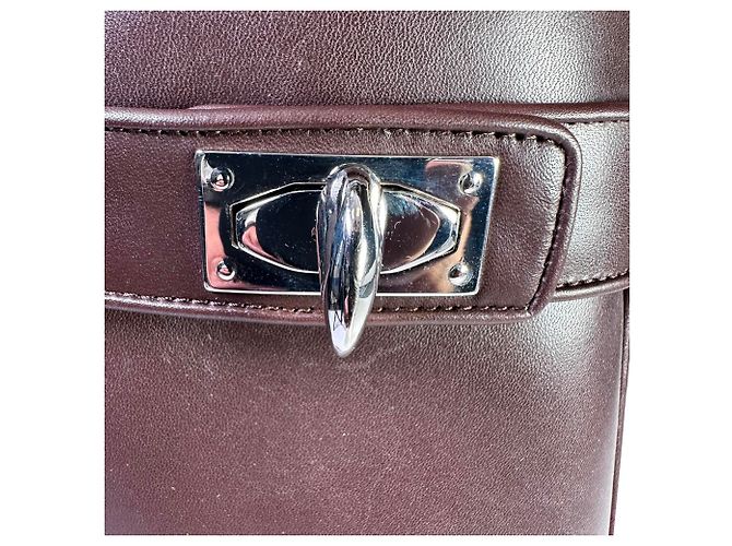 Bottines mi-mollet Givenchy Shark Lock à talon compensé en cuir bordeaux Rouge - vue 10